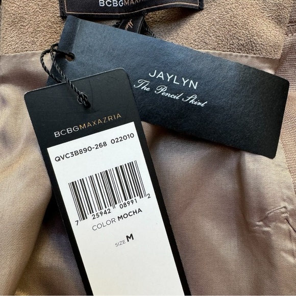 BCBGMAXAZRIA Jaylyn Faux Suede Pencil Skirt - Size M - Mocha / Corpcore - Picture 6 of 9